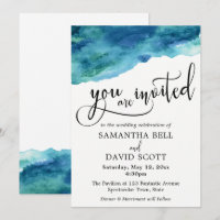 Blue Green Aqua Aquarelle Mariage moderne 2