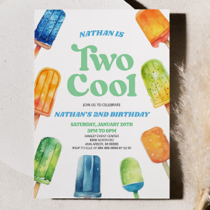 Invitation Blue Green Deux Cool Popsicle 2e fête d'anniversai