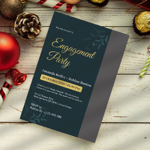 Invitation Blue Green Engagement Party