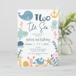 Invitation Blue Green Photo Boys Two The Sea Birthday