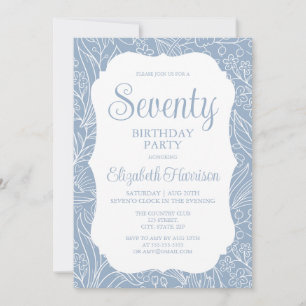 Invitation Blue Grey Flora Femme Soixante-dix-septième fête d