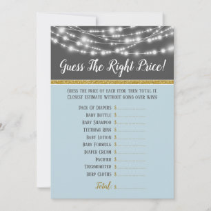 Invitation Blue Grey Lights Devinez Le Bon Baby shower De Pri