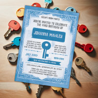 Blue Grunge Escape Room Key Anniversaire