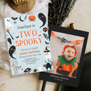 Invitation Blue Halloween Boy Photo 2e anniversaire