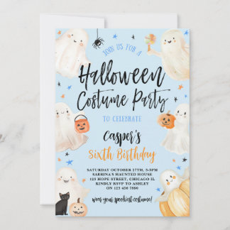 Invitation Blue Halloween Éffrayant garçon Anniversaire Costu