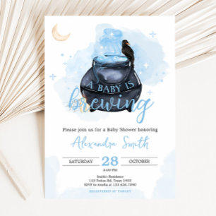 Invitation Blue Halloween Un bébé brasse du Baby shower