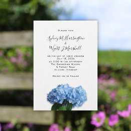 Invitation Blue Heaven Hydrangea Mariage Simple Décontracté