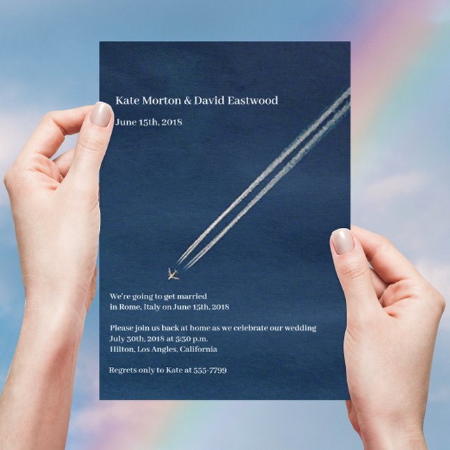 Invitation ©Blue High Altitude Avion Destination Mariage (Créateur téléchargé)