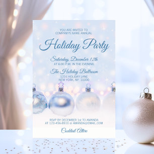 Invitation Blue HOLIDAY PARTY Office Entreprise Travailler Em