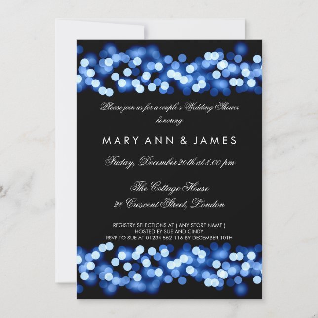 Invitation Blue Hollywood Glam, Wedding shower de Couple (Devant)
