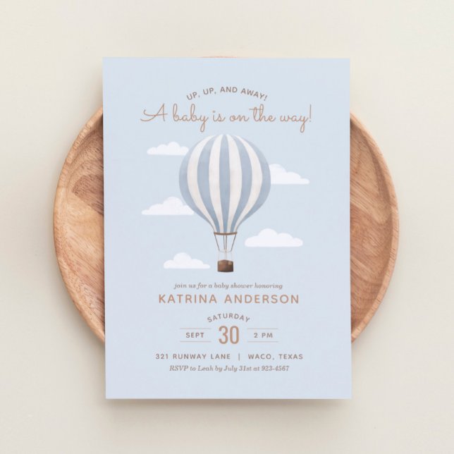 Invitation Blue Hot Air Balloon Boy Baby shower (Créateur téléchargé)