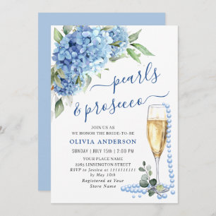 Invitation Blue Hydrangea Aquarelle Brunch floral et Bubbly