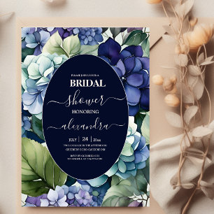Invitation Blue Hydrangea Aquarelle Florale Bride