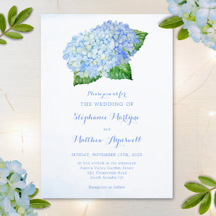 Invitation Blue Hydrangea Aquarelle Mariage Floral