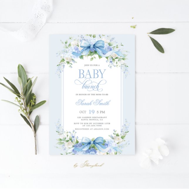 Invitation Blue Hydrangea Baby Brunch (Créateur téléchargé)