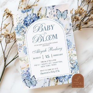 Invitation Blue Hydrangea Baby in Bloom Baby shower