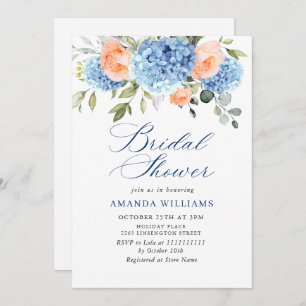 Invitation Blue Hydrangea Blush Rose Roses FÊTE DES MARIÉES
