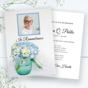 Invitation Blue Hydrangea dans Jar Anniversaire de la Mort