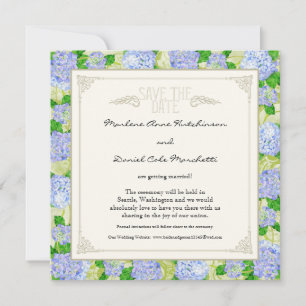 Invitation Blue Hydrangea dentelle Floral Formal Élégant Mari