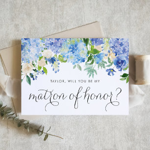 Invitation Blue Hydrangea et le Rose ivoire Matron d'honneur