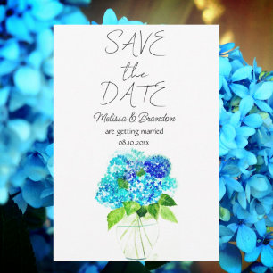 Invitation Blue Hydrangea Floral Aquarelle Mariage rustique