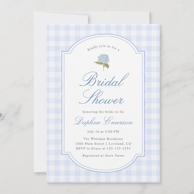 Invitation Blue Hydrangea Floral Bridal Shower (Devant)