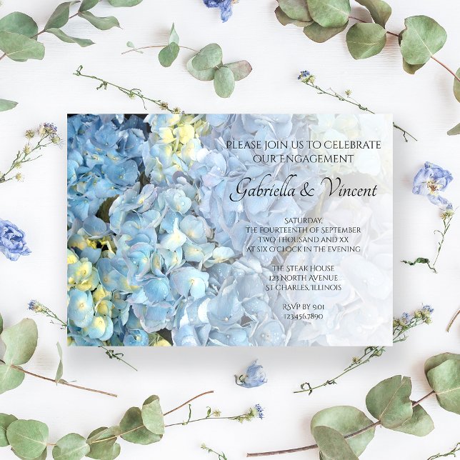 Invitation Blue Hydrangea Floral Engagement Party (Créateur téléchargé)