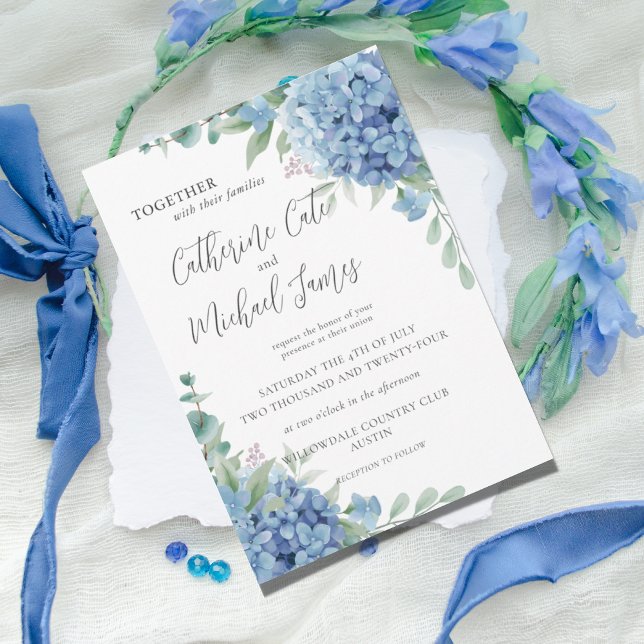 Invitation Blue Hydrangea Floral Mariage (Créateur téléchargé)