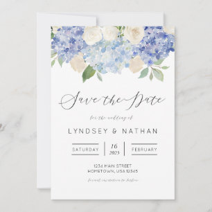 Invitation Blue Hydrangea Floral Wedding Enregistrer la date