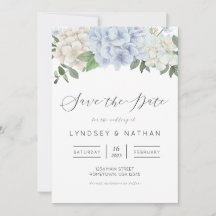 Blue Hydrangea Floral Wedding Enregistrer la date