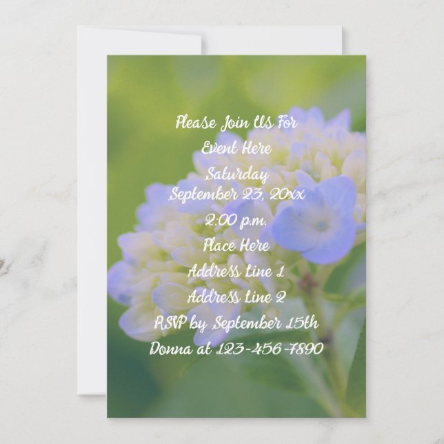 Invitation Blue Hydrangea Flower Party (Devant)