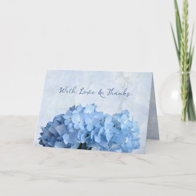 Invitation Blue Hydrangea Flowers Love and Thanks Card (Devant)