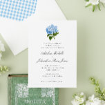 Invitation Blue Hydrangea Grandmillennial Mariage<br><div class="desc">Facile à customiser texte formel et élégant invitations invités à célébrer l'union d'un couple dans le mariage. Nouveau style traditionnel grand-millénaire avec une palette de couleurs vives de bleu et vert français avec beaucoup de blanc clair et aéré et une parfaite illustration de fleur d'hydrangée bleue antique.</div>