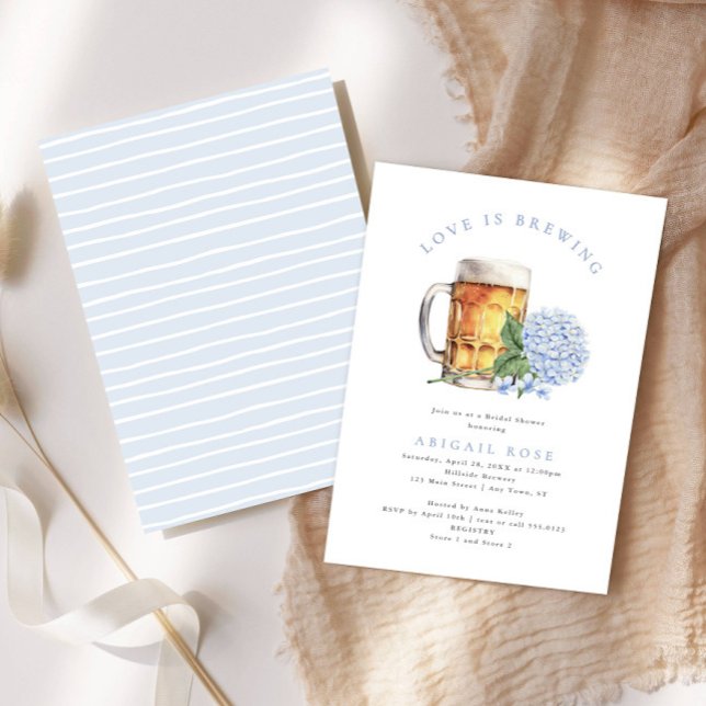 Invitation Blue Hydrangea Love est la brasserie Fête des mari (Créateur téléchargé)