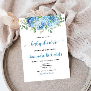 Invitation Blue Hydrangea Maman pour être Baby shower