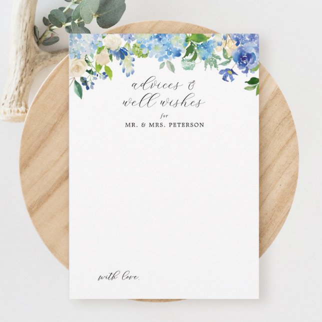 Invitation Blue Hydrangea Mariage Conseils et souhaits (Créateur téléchargé)