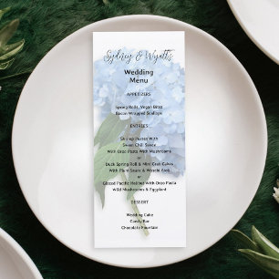 Invitation Blue Hydrangea Mariage Menu Haut Modèle de papier