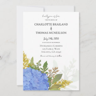 Invitation Blue Hydrangea Moderne Artiste Floral Mariage