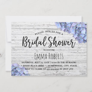 Invitation Blue Hydrangea Rustic Mariage Fête des mariées