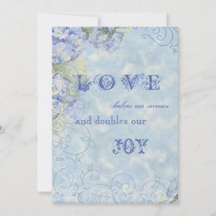 Invitation Blue Hydrangea Swirl Floral Vintage Style Invitati