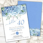 Invitation Blue Hydrangeas Aquarelle Floral 40e Anniversaire<br><div class="desc">Bleu periwinkle hydrangeas aquarelle floral 40e anniversaire invitations fête. Nom,  date et information de la Personnaliser.</div>
