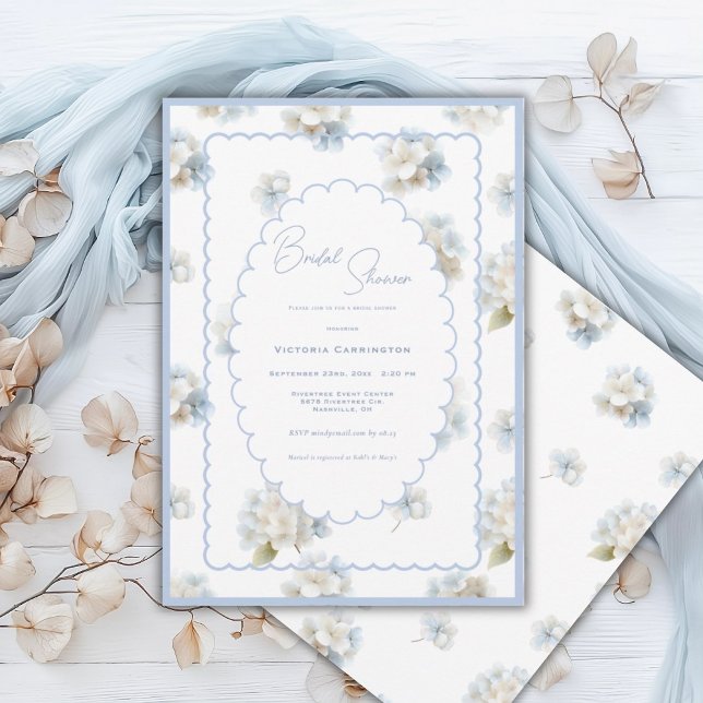 Invitation Blue Hydrangeas Elegant Bridal Shower (Créateur téléchargé)