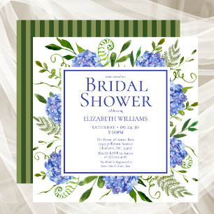 Invitation Blue Hydrangeas Floral Aquarelle Fête des mariées