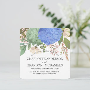 Invitation Blue Hydrangeas Floral Mariage