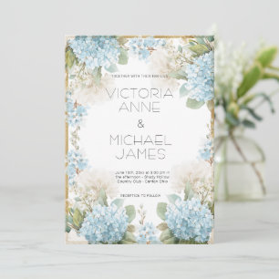 Invitation Blue Hydrangeas Mariage élégant
