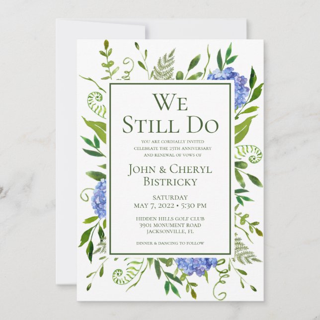 Invitation Blue Hydrangeas Nous Faisons Toujours (Devant)