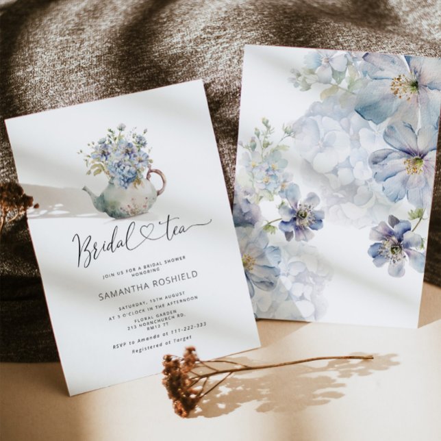 Invitation Blue Hydrangeas nuptiale thé douche nuptiale (Créateur téléchargé)