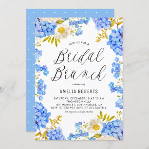 Invitation Blue Hydrangeas Winter Floral Bridal Brunch