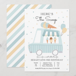 Invitation Blue Ice Cream Truck Voici l'anniversaire de la Sc