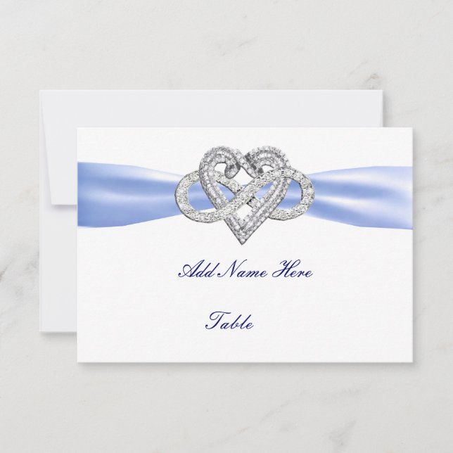 Invitation Blue Infinity Heart Mariage Table Place Card (Devant)